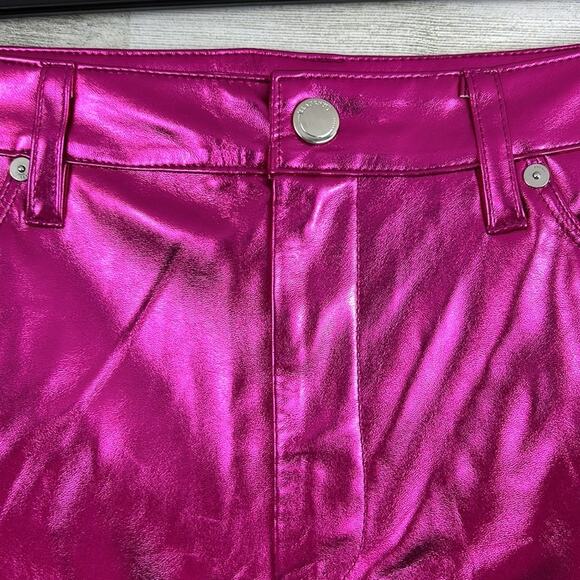 Blank NYC x Free People Women’s 28 Hot Pink Vegan Leather Wide Leg Pants NWT - Picture 3 of 10